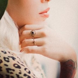 The Octa Black and White Diamond Ring 14k Black Gold Band - Blackdiamond