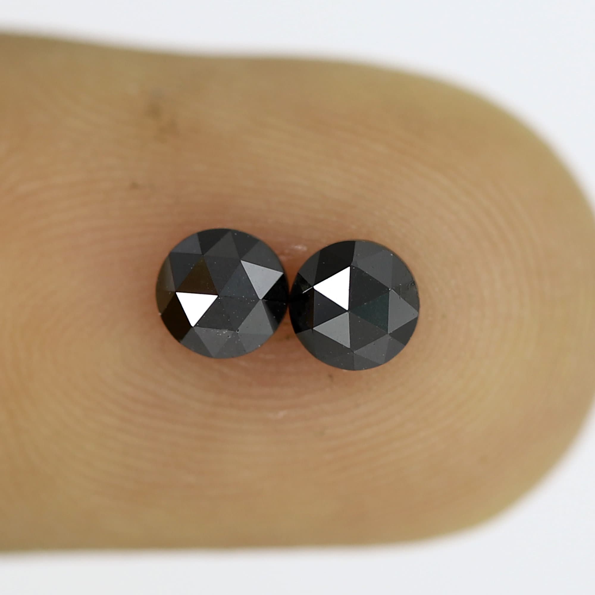 0.61 Carat Round Rose Cut Fancy Black Diamond Pair For Solitaire Diamond Earrings - Blackdiamond