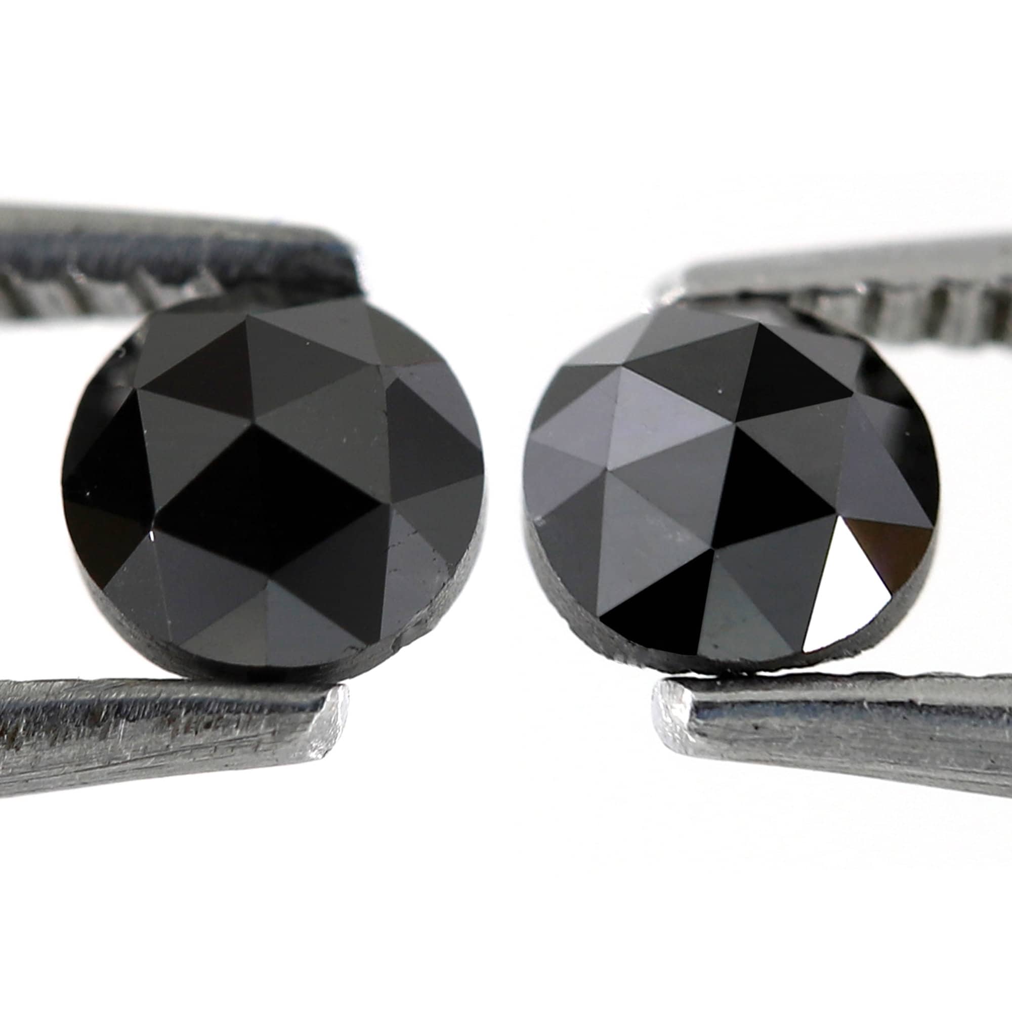 0.61 Carat Round Rose Cut Fancy Black Diamond Pair For Solitaire Diamond Earrings - Blackdiamond