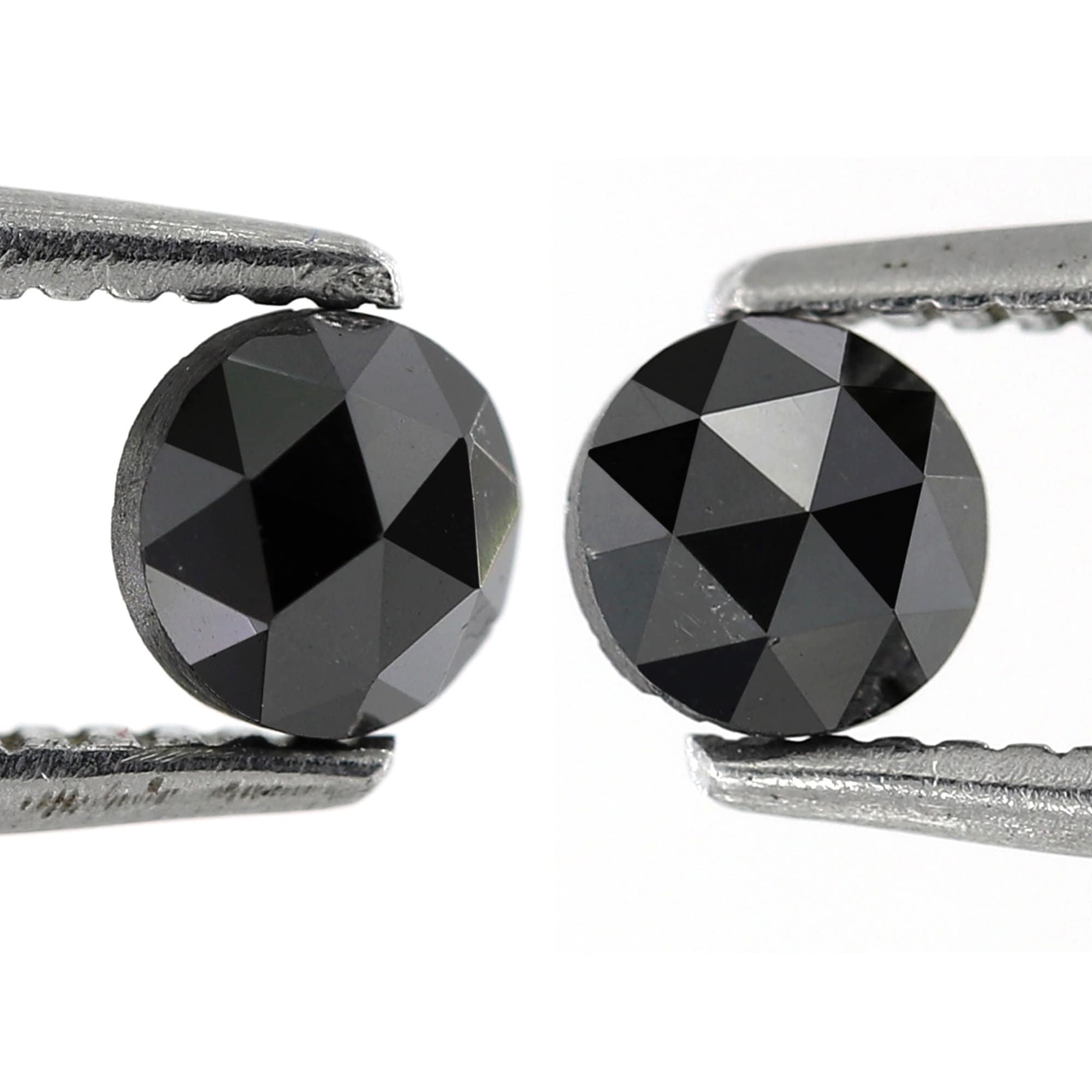 0.61 Carat Round Rose Cut Fancy Black Diamond Pair For Solitaire Diamond Earrings - Blackdiamond