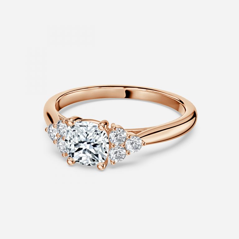 Nika Cushion Cluster Engagement Ring 14K / 18K Solid Gold