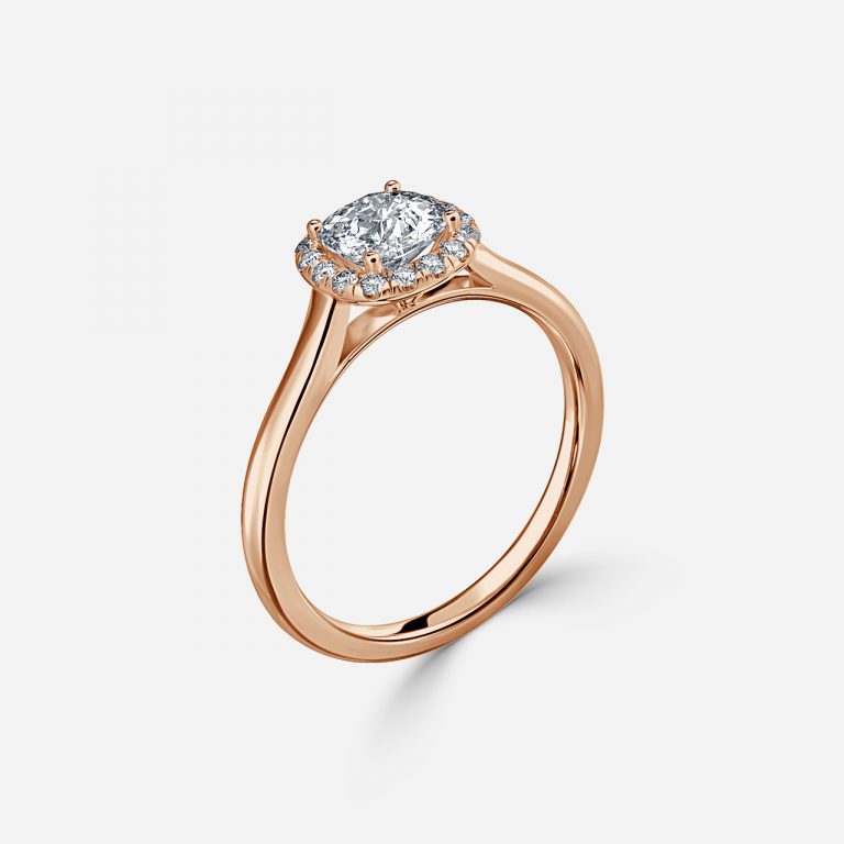 Kevi Cushion Halo Engagement Ring 14K / 18K Solid Gold