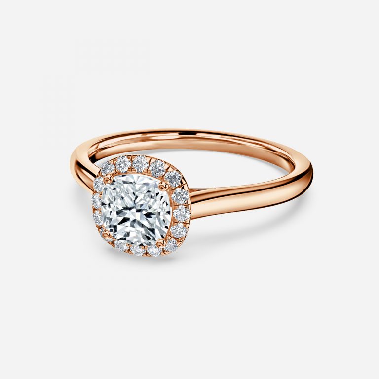 Kevi Cushion Halo Engagement Ring 14K / 18K Solid Gold