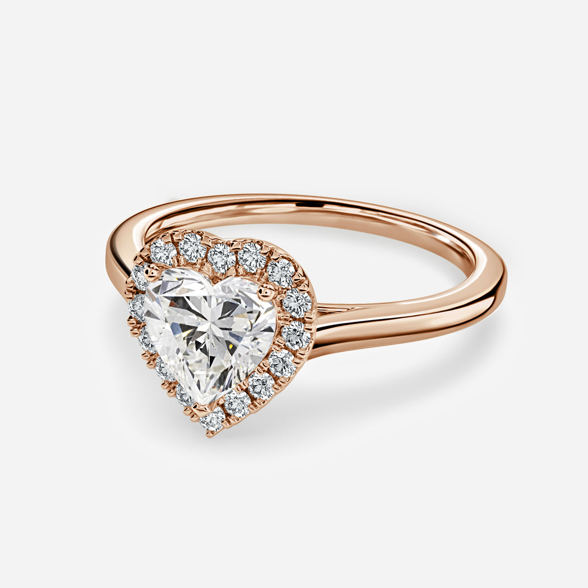Sara Heart Halo Engagement Ring 14K / 18K Solid Gold