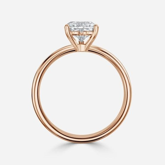 Deltic Heart Solitaire Engagement Ring 14K / 18K Solid Gold