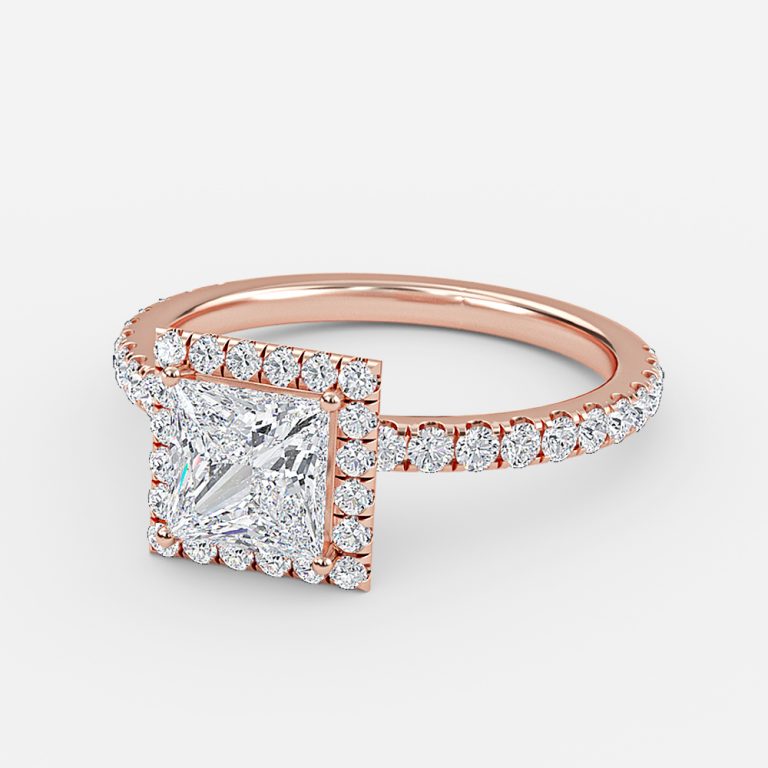 Killian Princess Halo Engagement Ring 14K / 18K Solid Gold