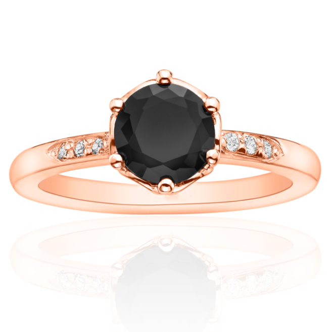 Rose Black & White Diamond Ring - Blackdiamond