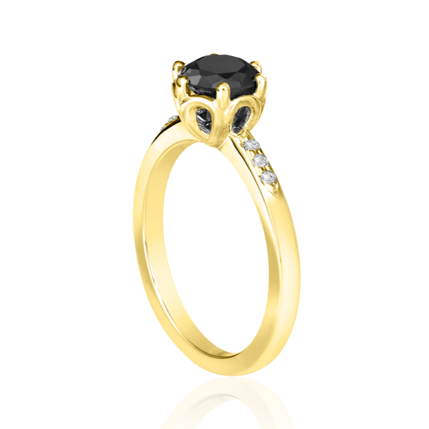 Rose Black & White Diamond Ring - Blackdiamond