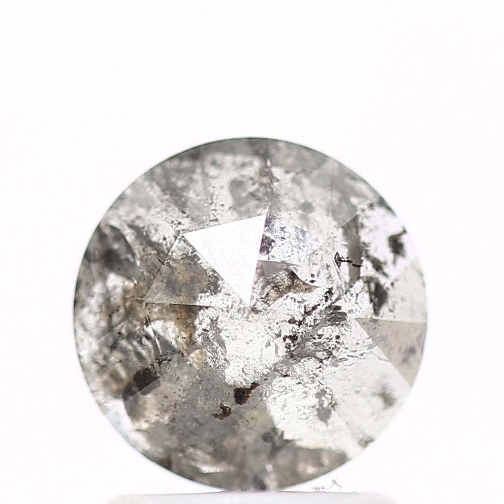 0.98 Carat 6.9 MM Natural Gray Rose Cut Salt and Pepper Diamond - Blackdiamond