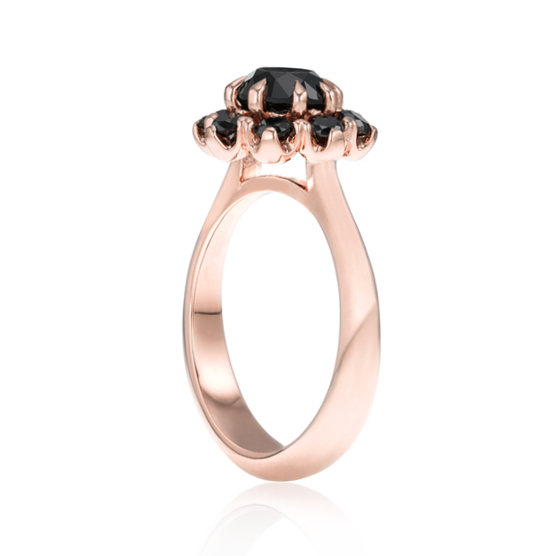 The Bloom Black Diamond Halo Engagement Ring - Blackdiamond