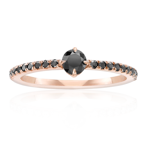 Lotus Pave Black Diamond Ring 14k Yellow Gold - Blackdiamond