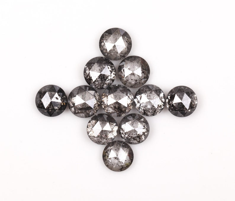 2.2 To 2.4 MM Salt Pepper Rose Cut Loose Diamond For Engagement Ring