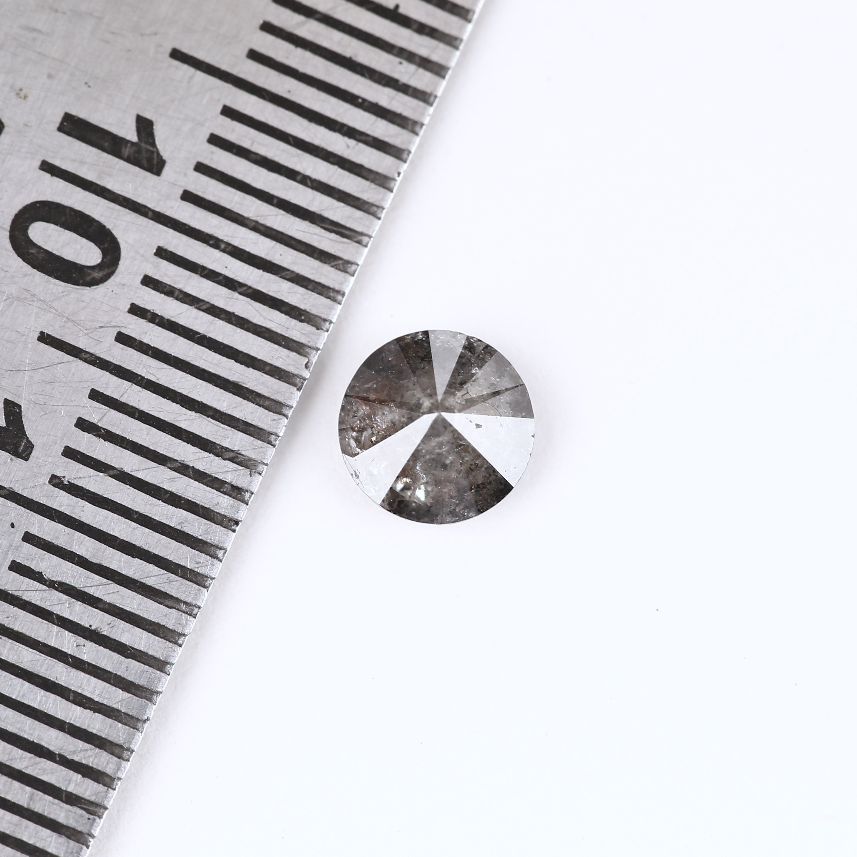 0.93 Ct Round Gray Salt and Pepper Diamond 6.18 MM Ideal for Custom Jewelry