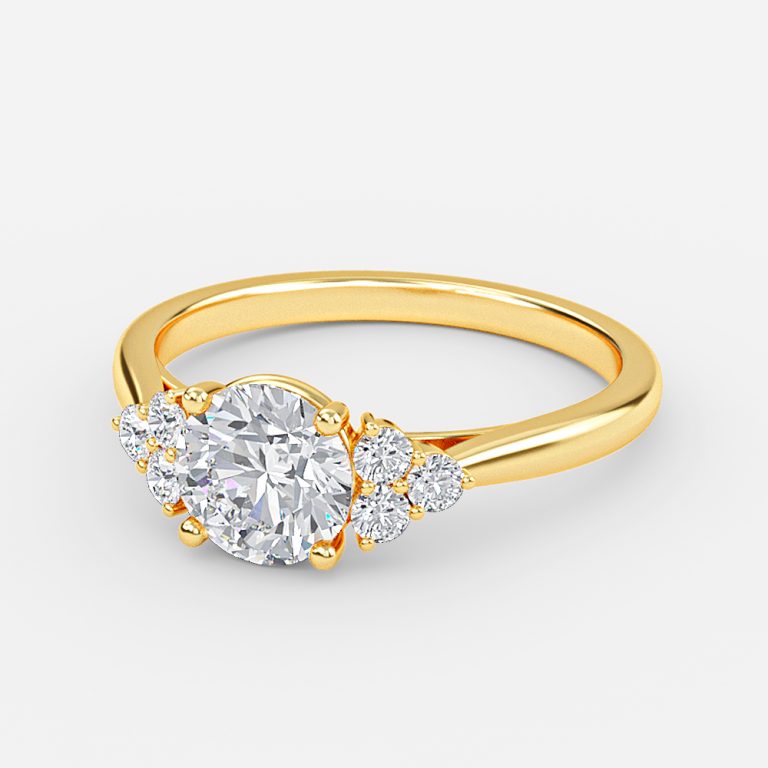 Nika Round Cluster Engagement Ring 14K / 18K Solid Gold