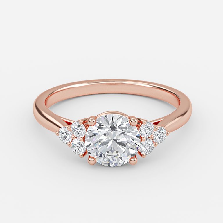 Nika Round Cluster Engagement Ring 14K / 18K Solid Gold