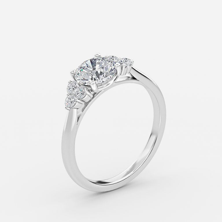 Nika Round Cluster Engagement Ring 14K / 18K Solid Gold