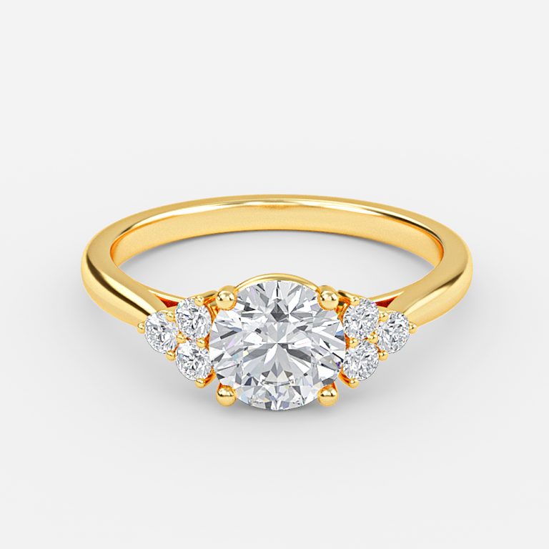 Nika Round Cluster Engagement Ring 14K / 18K Solid Gold