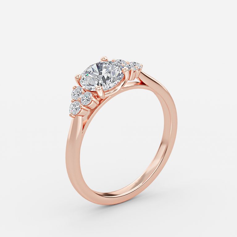 Nika Round Cluster Engagement Ring 14K / 18K Solid Gold
