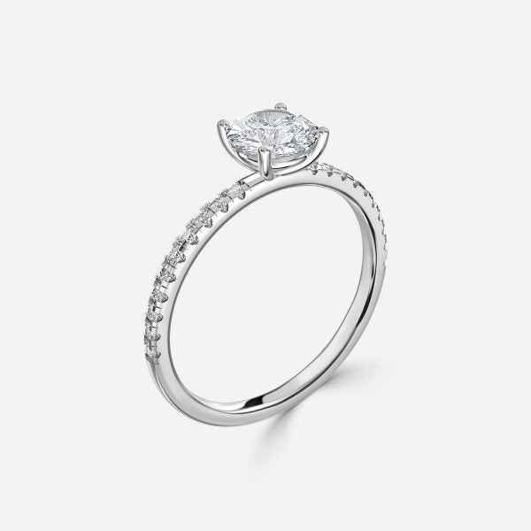 Ulip Round Diamond Band Engagement Ring 14K / 18K Solid Gold