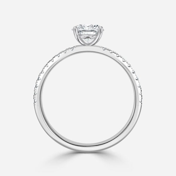 Ulip Round Diamond Band Engagement Ring 14K / 18K Solid Gold