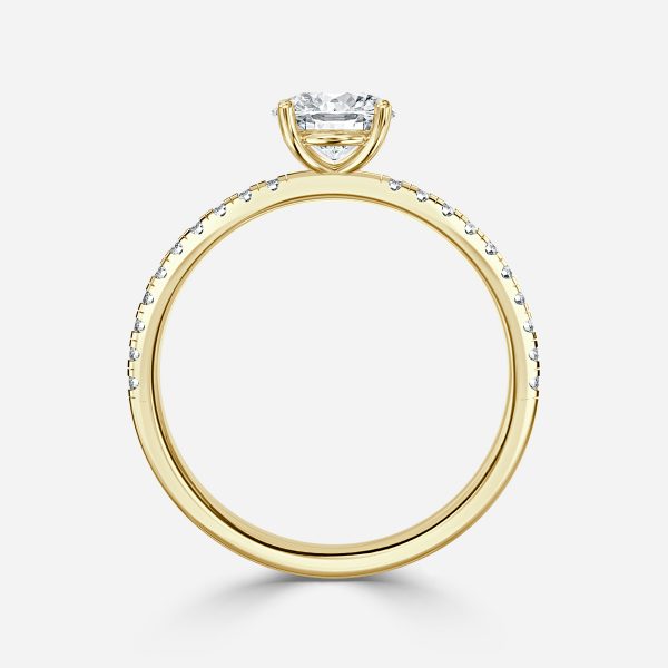 Ulip Round Diamond Band Engagement Ring 14K / 18K Solid Gold