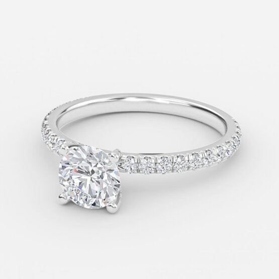 Jose Round Unique Diamond Engagement Ring 14K / 18K Solid Gold