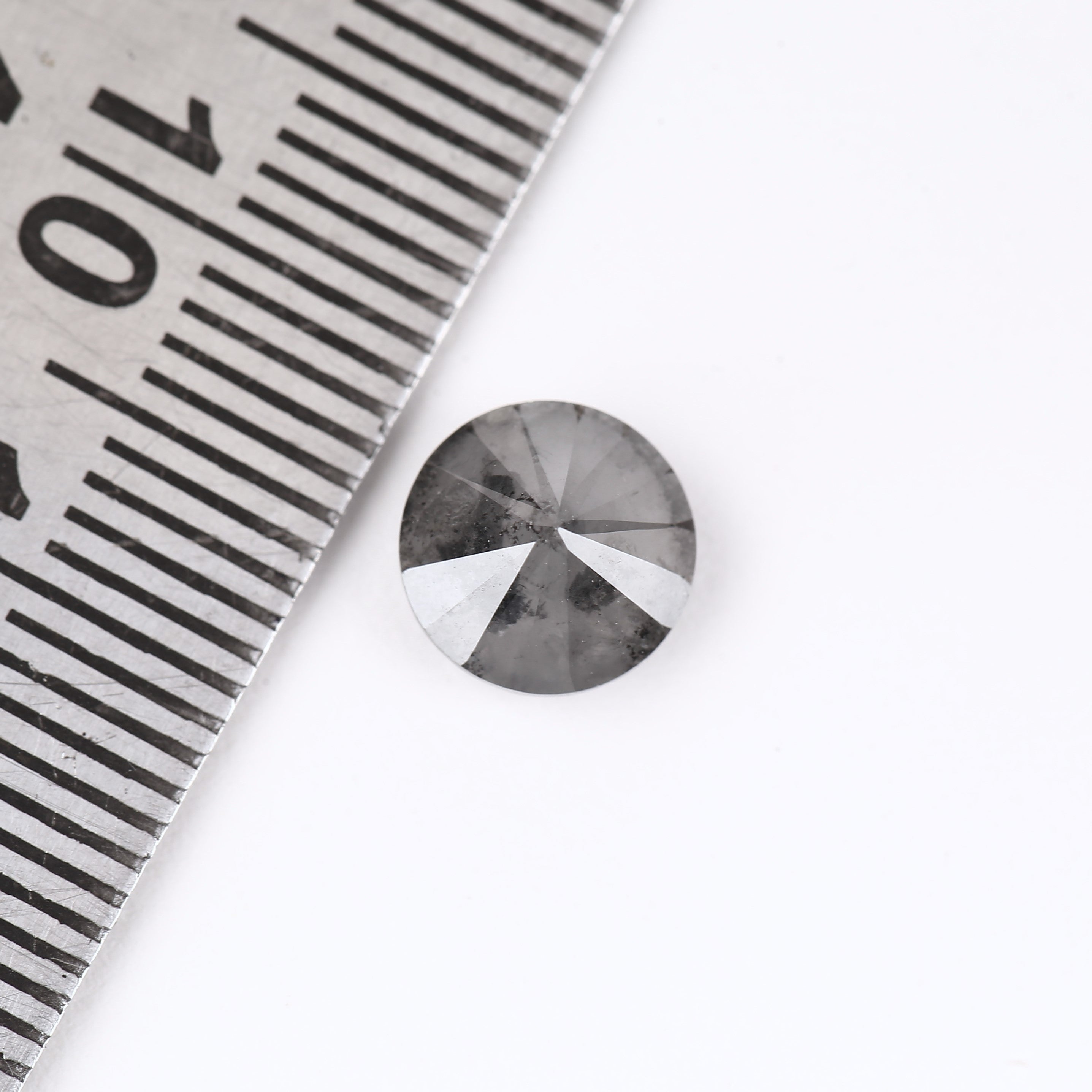 1.95 Carat Fancy Gray Round Salt and Pepper Diamond 7.4 MM Ideal for Engagement Rings