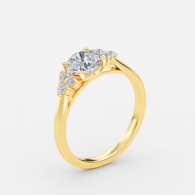 Nika Round Cluster Engagement Ring 14K / 18K Solid Gold