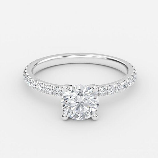 Jose Round Unique Diamond Engagement Ring 14K / 18K Solid Gold