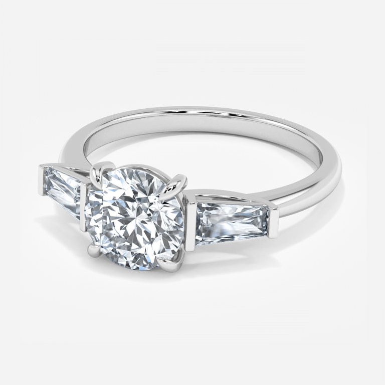 Jeraldine Round Three Stone Engagement Ring 14K / 18K Solid Gold