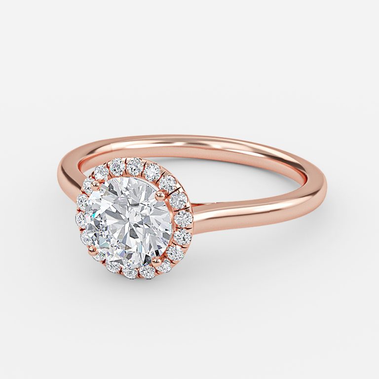 Kevi Round Halo Engagement Ring 14K / 18K Solid Gold