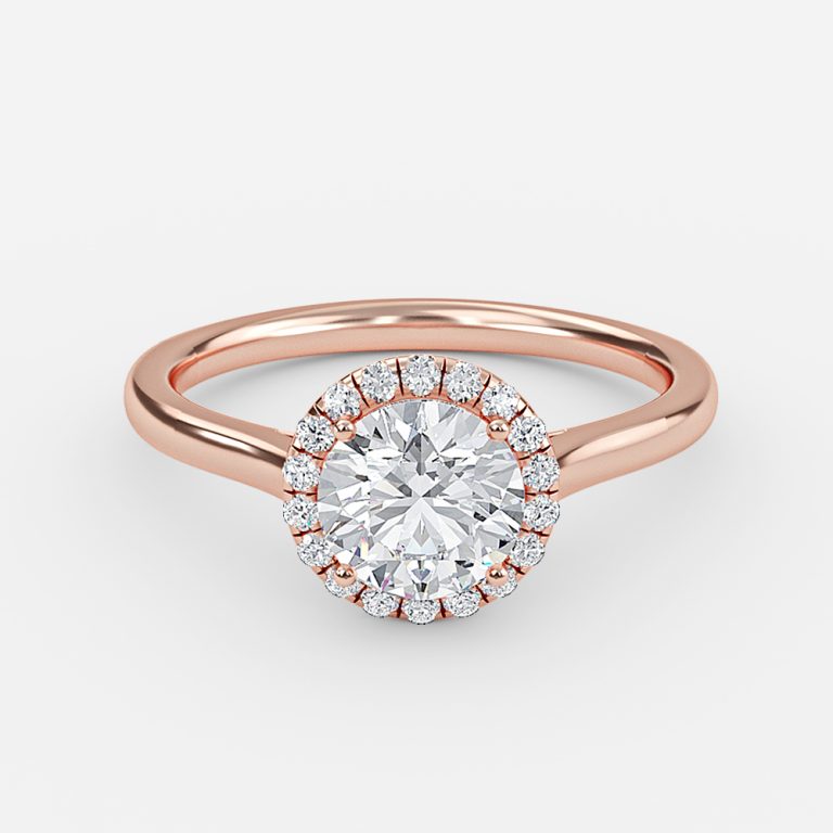 Kevi Round Halo Engagement Ring 14K / 18K Solid Gold