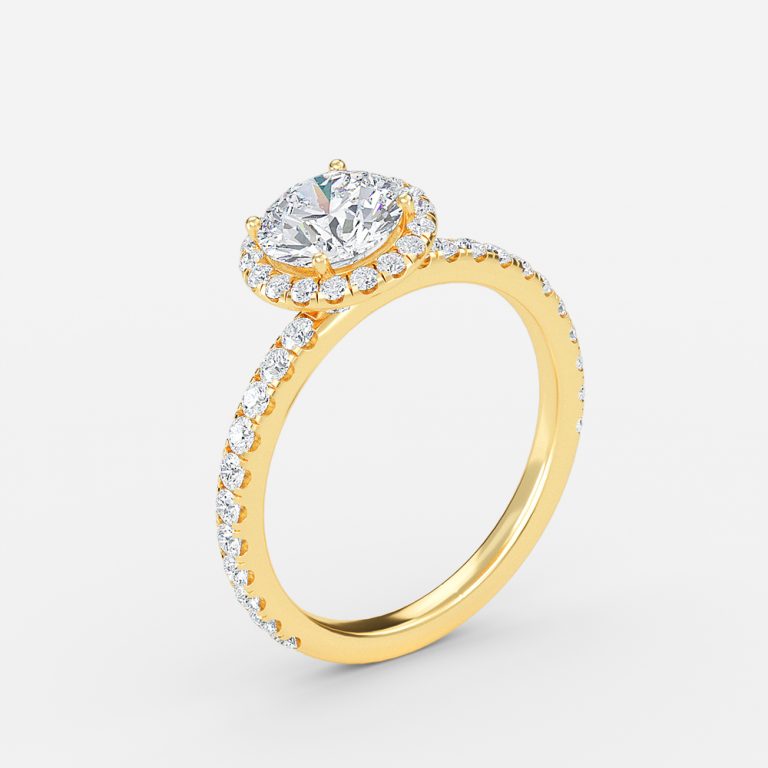 Killian Round Halo Engagement Ring 14K / 18K Solid Gold
