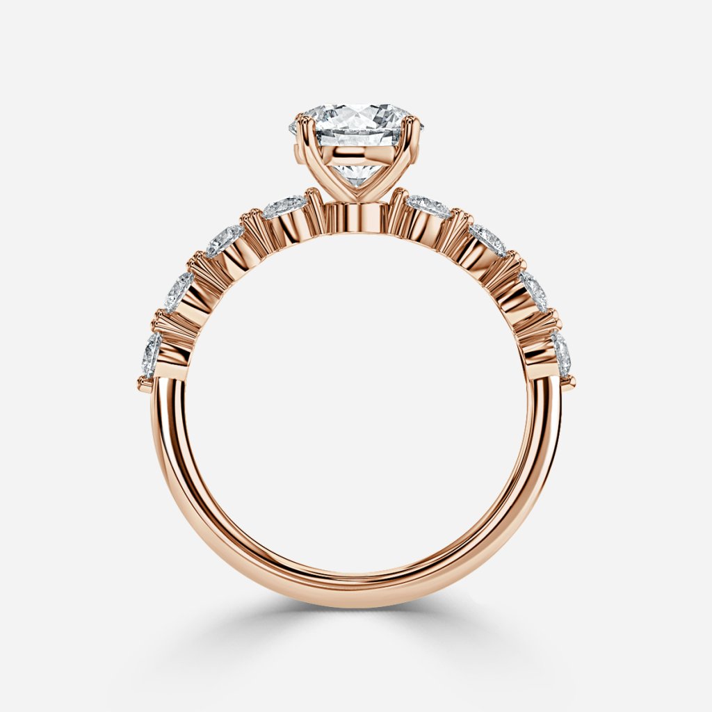Tivian Round Unique Diamond Engagement Ring 14K / 18K Solid Gold