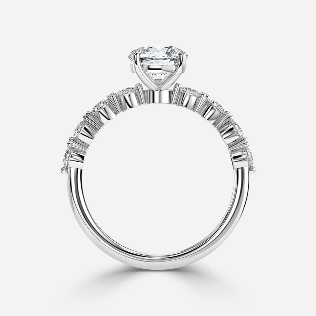 Tivian Round Unique Diamond Engagement Ring 14K / 18K Solid Gold