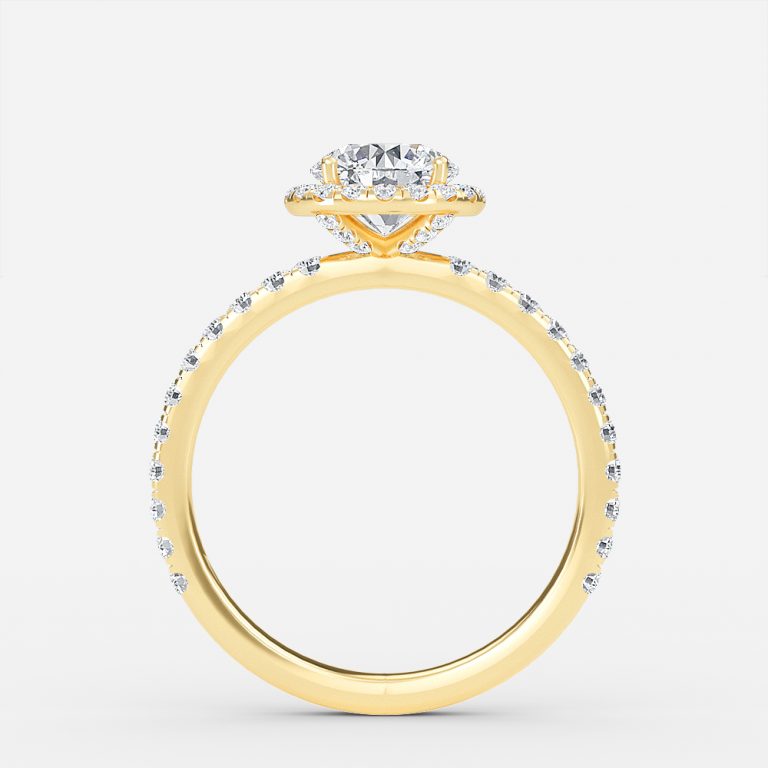 Killian Round Halo Engagement Ring 14K / 18K Solid Gold