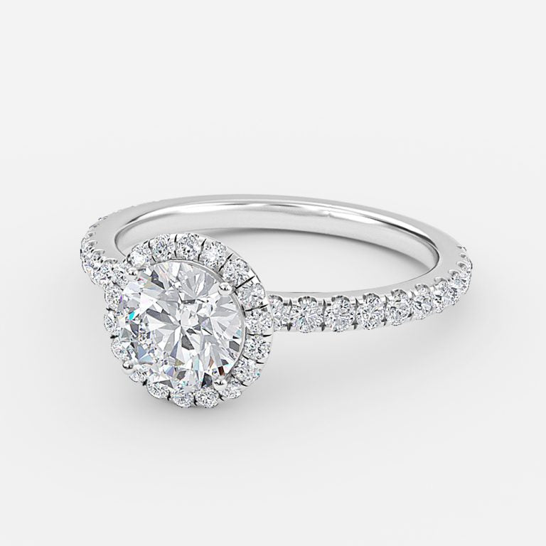 Killian Round Halo Engagement Ring 14K / 18K Solid Gold