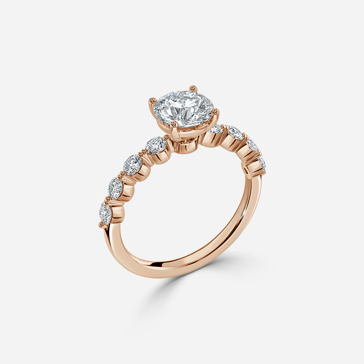 Tivian Round Unique Diamond Engagement Ring 14K / 18K Solid Gold