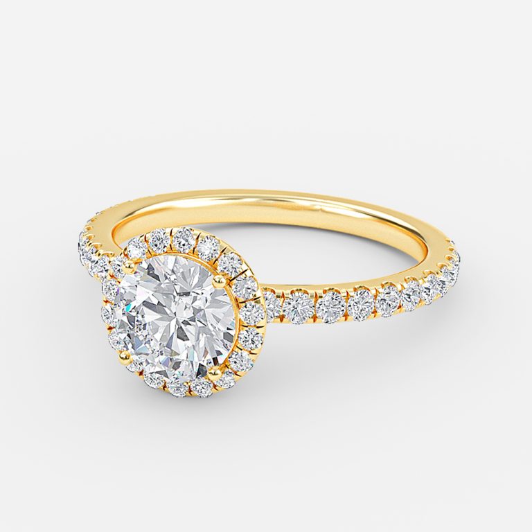 Killian Round Halo Engagement Ring 14K / 18K Solid Gold