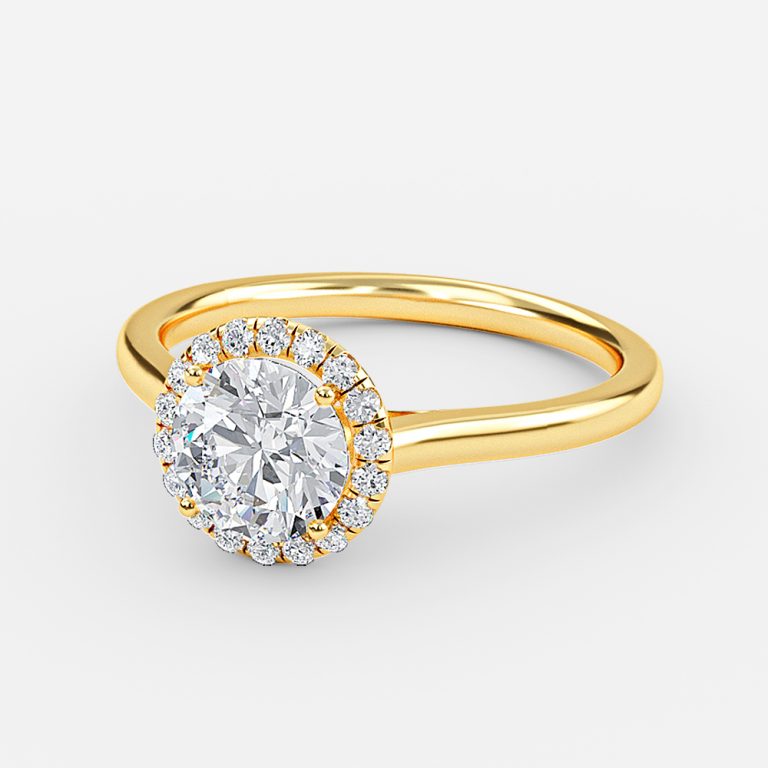 Kevi Round Halo Engagement Ring 14K / 18K Solid Gold