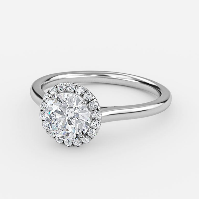 Kevi Round Halo Engagement Ring 14K / 18K Solid Gold