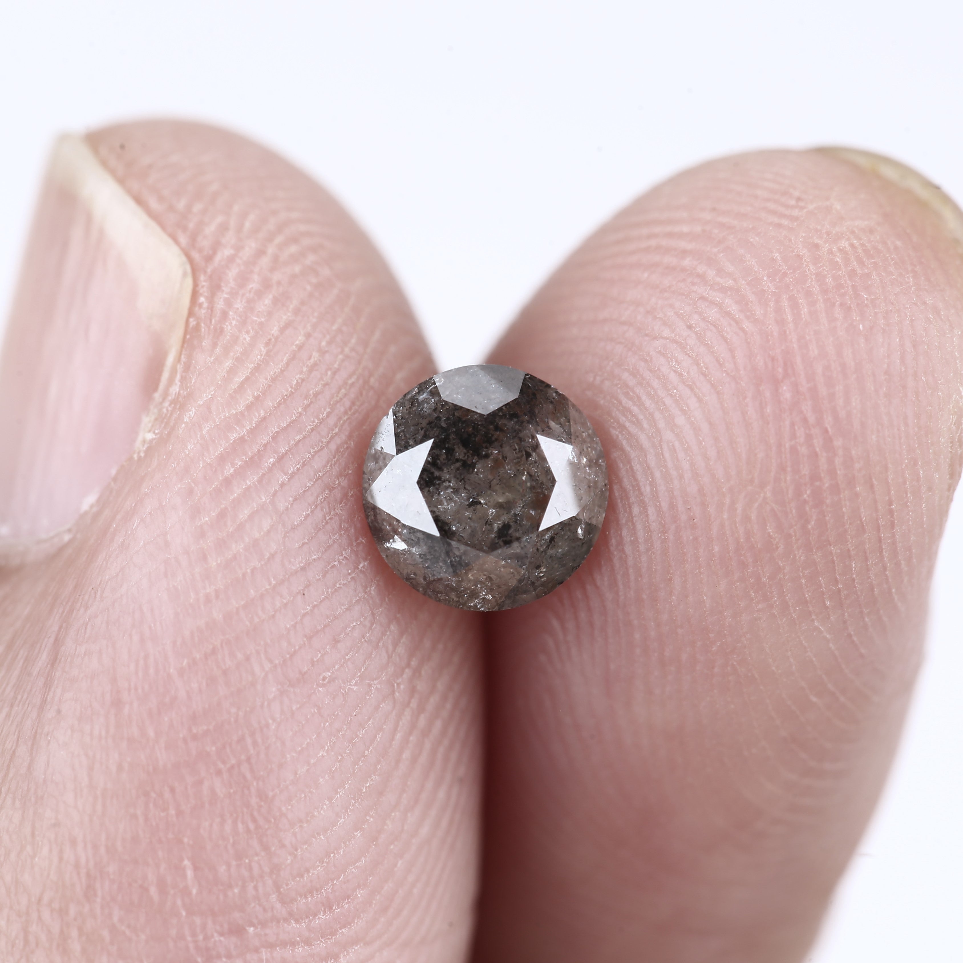0.93 Ct Gray Salt and Pepper Diamond 6.18 MM Round Cut Natural Gemstone