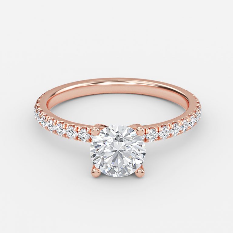 Jose Round Unique Diamond Engagement Ring 14K / 18K Solid Gold