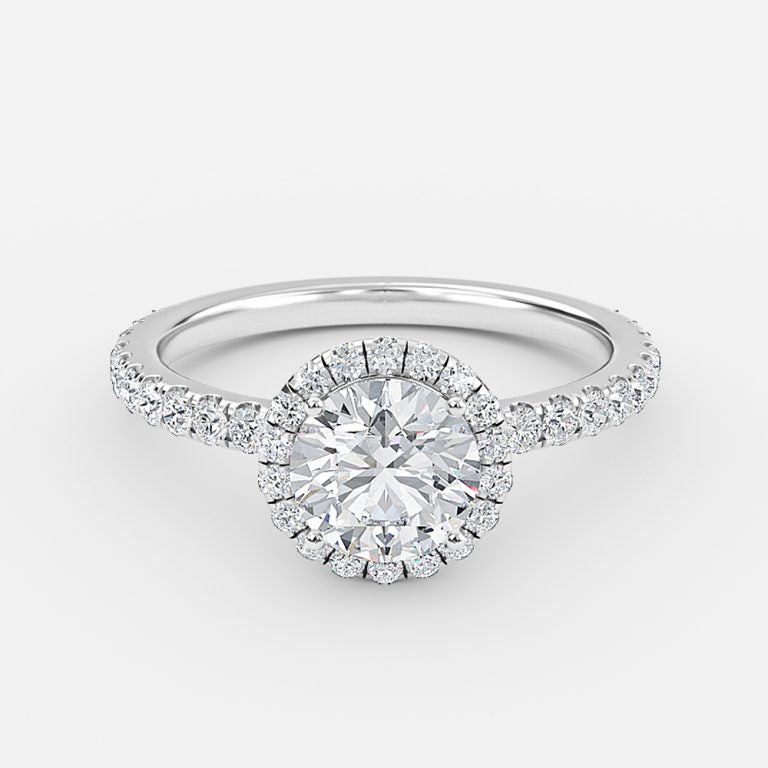 Killian Round Halo Engagement Ring 14K / 18K Solid Gold