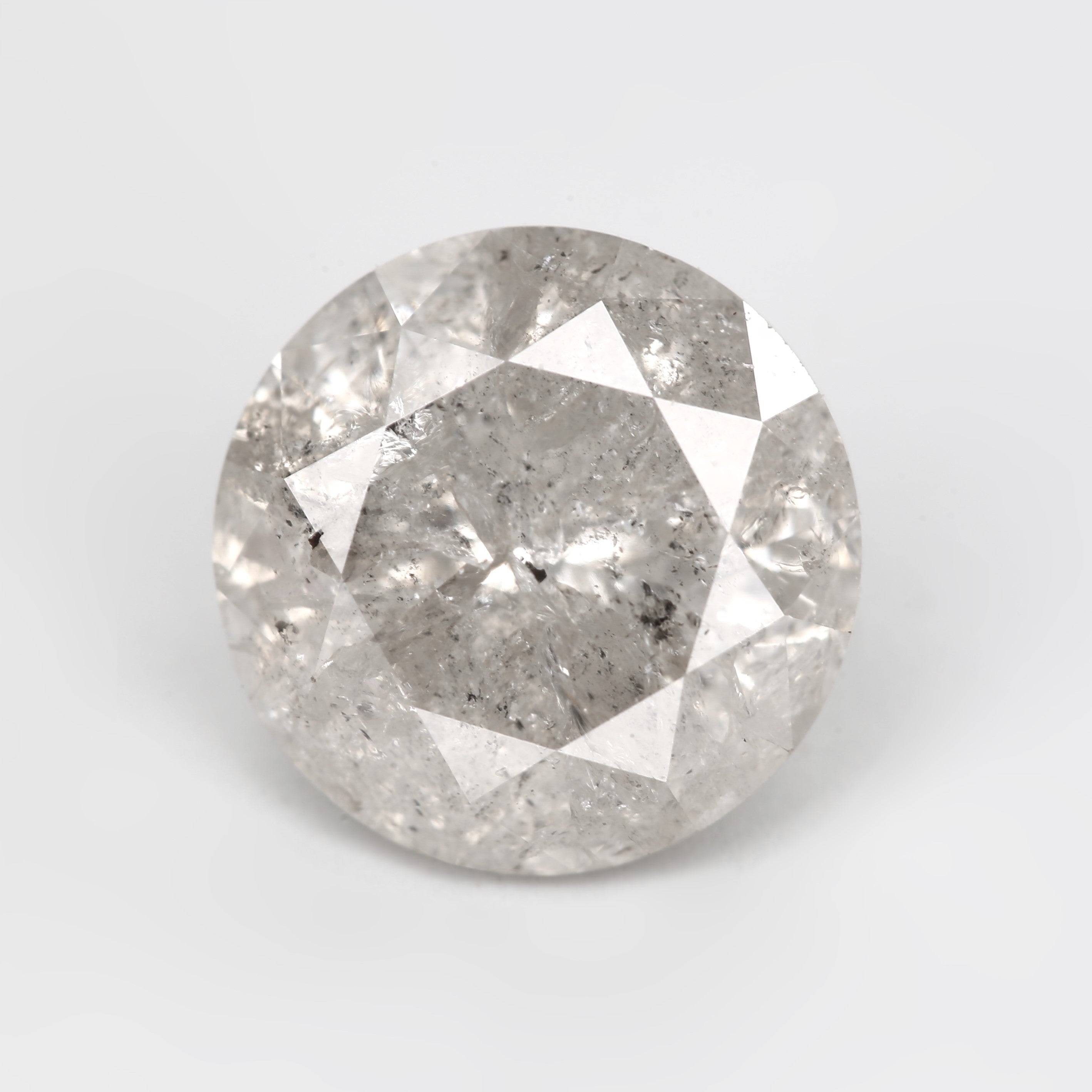 2.51 Carat Natural Misty White Round Cut Salt and Pepper Diamond 8.5 MM - Blackdiamond