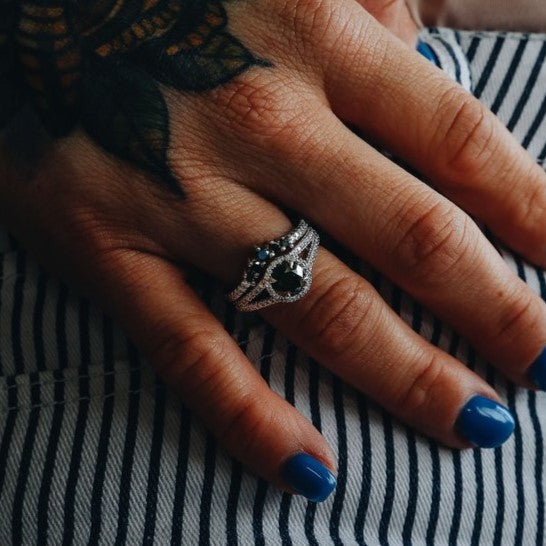 The Lana Black and White Diamond Ring - Blackdiamond