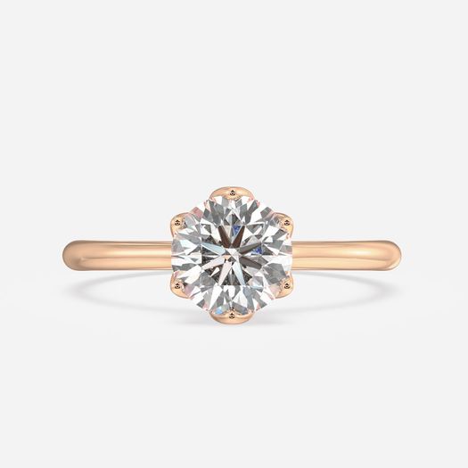 18K Solid Gold 1 Carat D VVS1 Round Engagement Ring Elsira