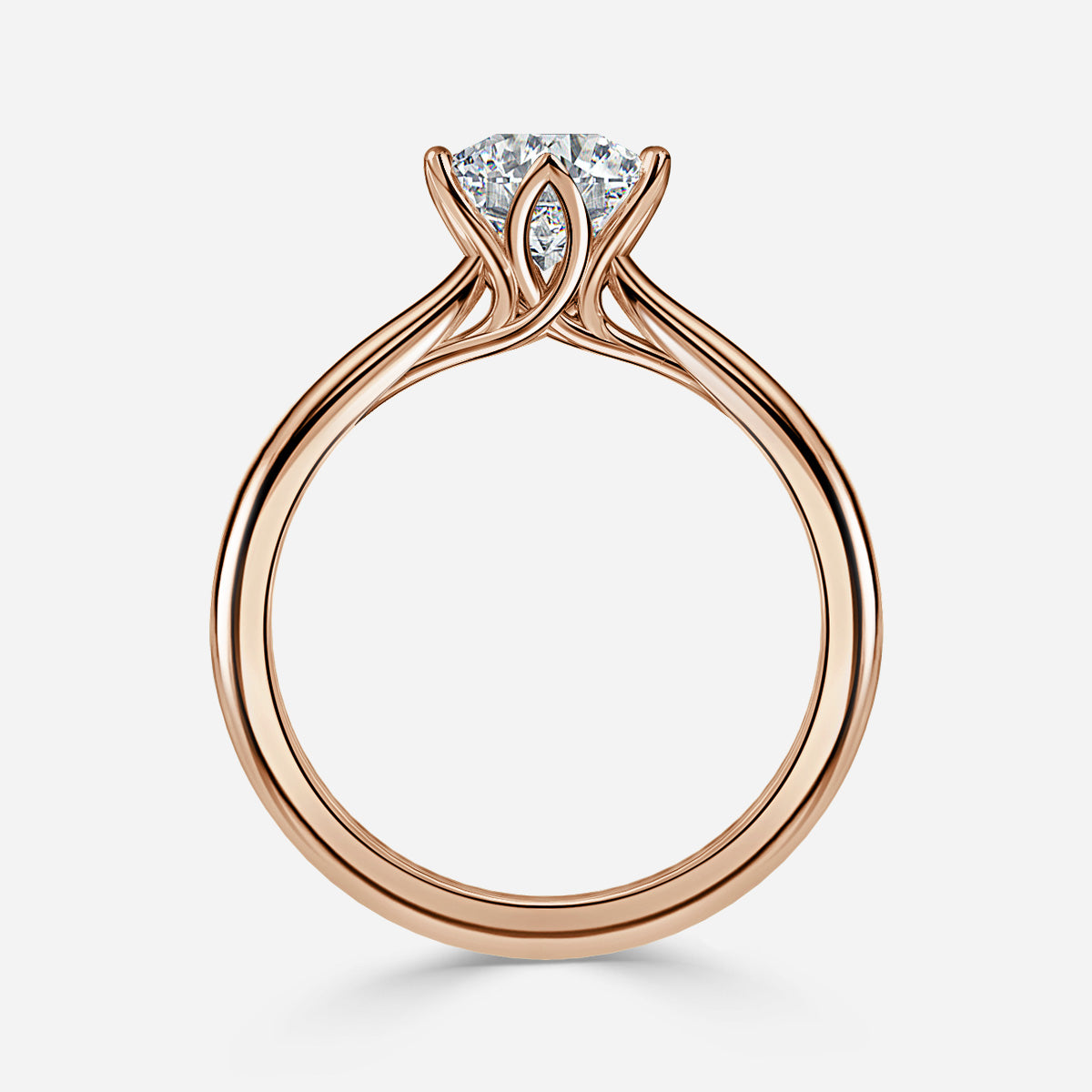 18K Solid Gold 1 Carat D VVS1 Round Engagement Ring Elsira