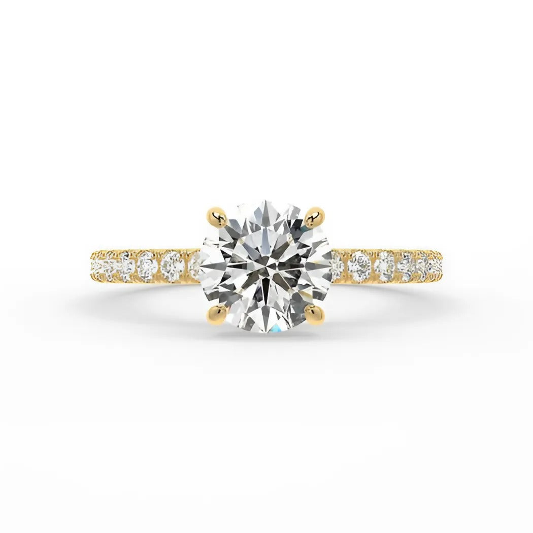 18K Solid Gold 1 Carat D VVS1 Round Engagement Ring Ivy Grace