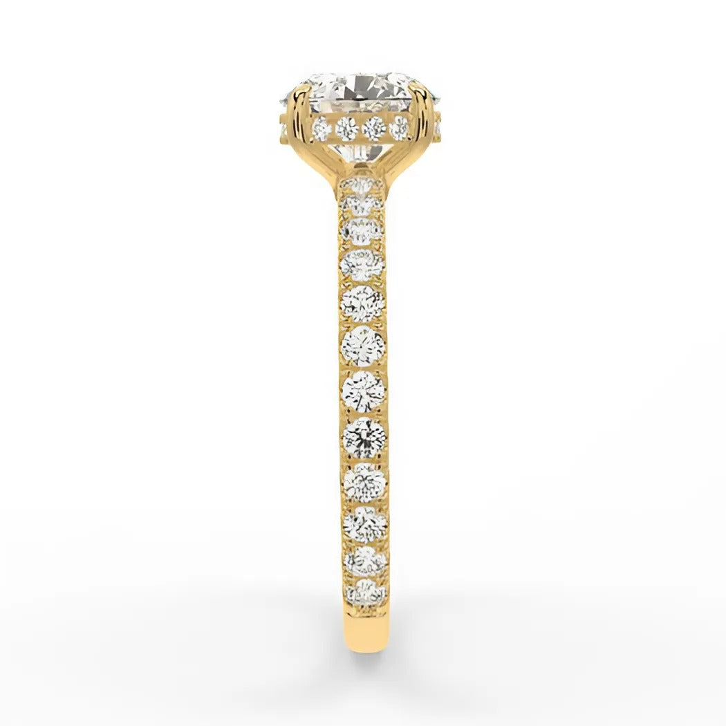 18K Solid Gold 1 Carat D VVS1 Round Engagement Ring Ivy Grace